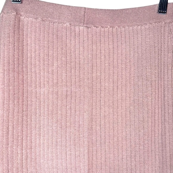 Free‎ People Ribbed Knit Midi Skirt Pink Slit Casual Comfy Size M - Picture 3 of 5